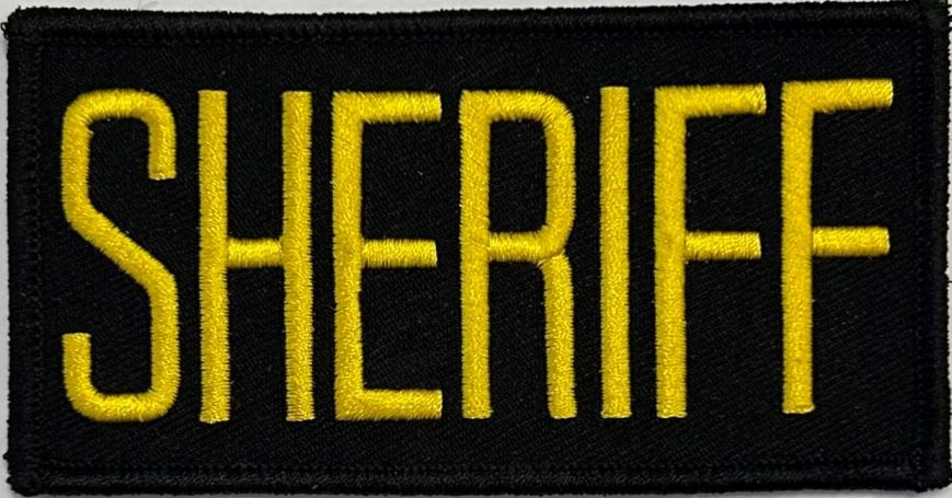 SHERIFF ID PATCH 4"W x 2"T, GOLD ON BLACK WITH VELCRO.